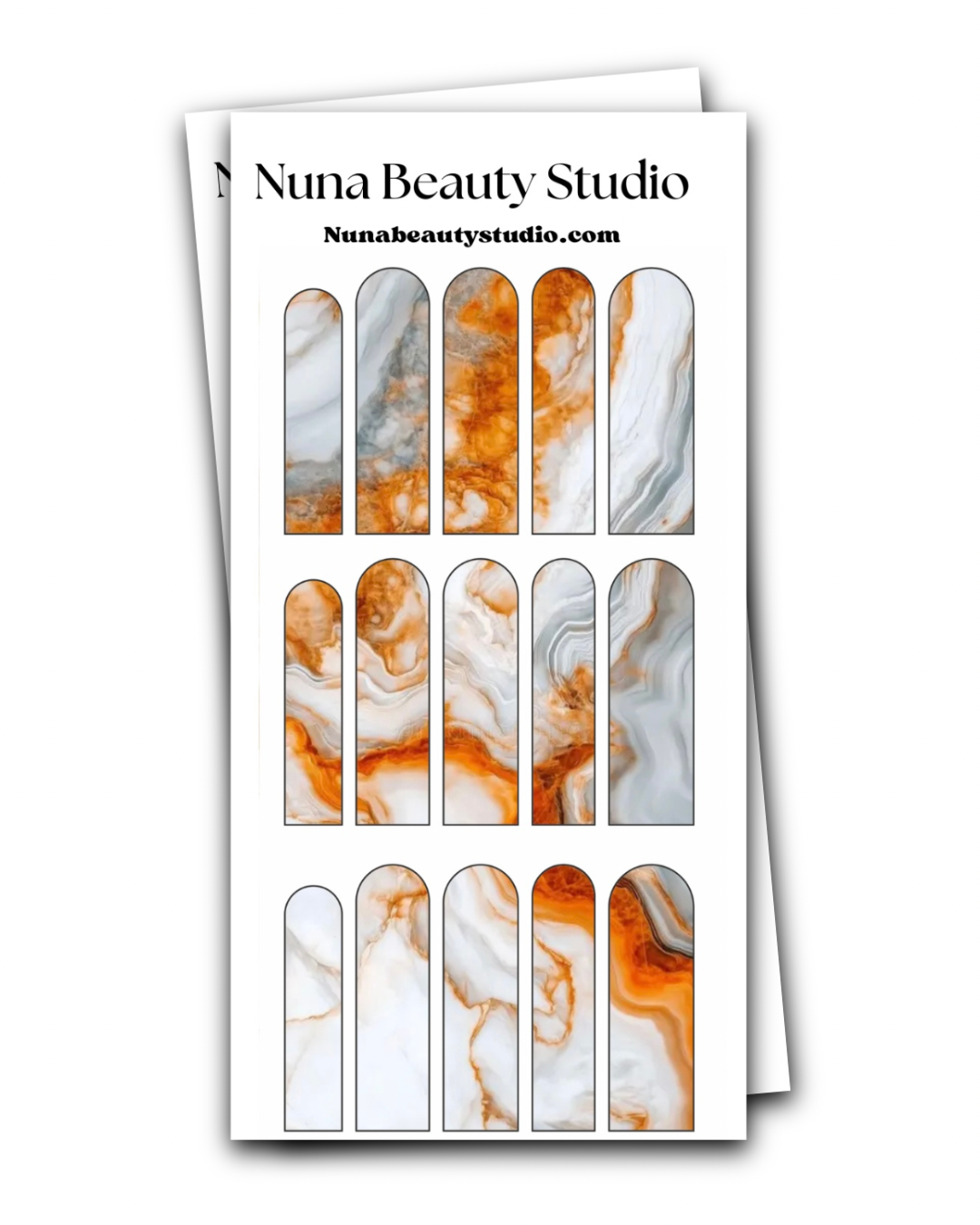 Orange Marble elegant nail decals with cartoons XXL