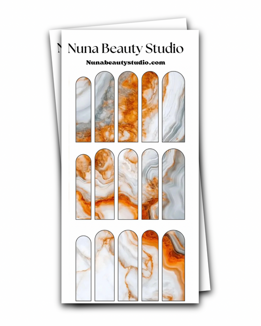 Orange Marble elegant nail decals with cartoons XXL