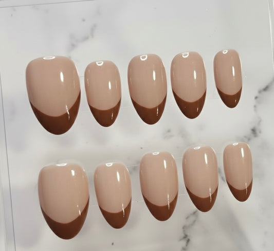 Brown Glossy French Tip