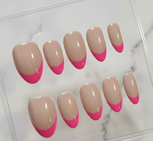 Hot Pink Glossy French Tip