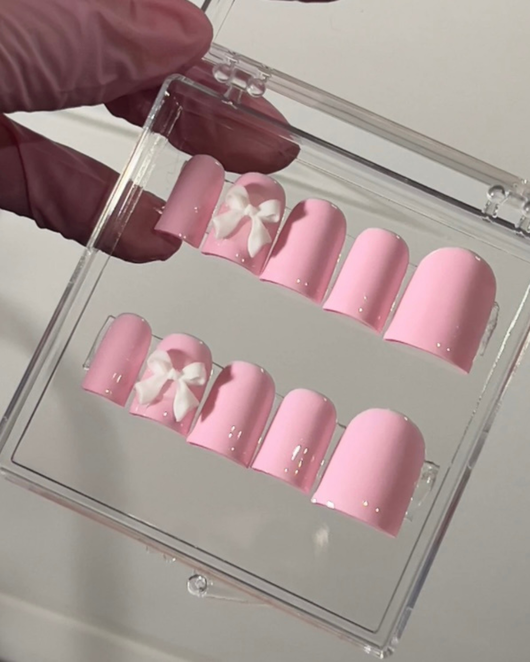 Pink solid + White Bows