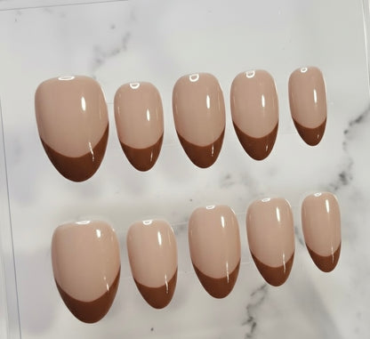 Brown Glossy French Tip
